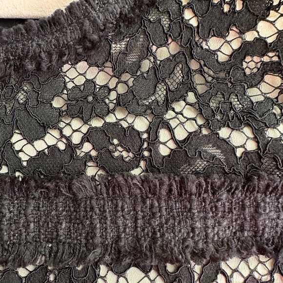 J. Crew NWOT Black Tweed Lace Overlay Sleeveless Top Blouse Medium Fully Lined - Picture 7 of 15